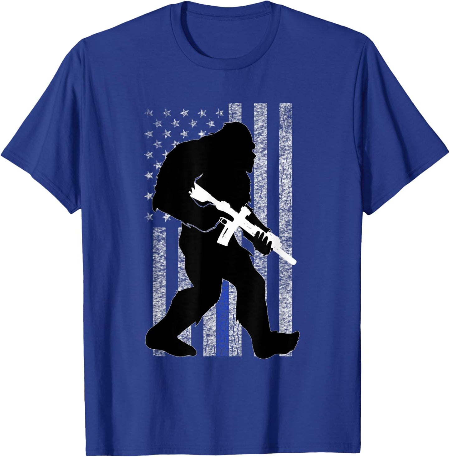 Bigfoot 2nd Amendment Right to Bear Arms Thin Blue Line T-Shirt - T-Shirt | Royal