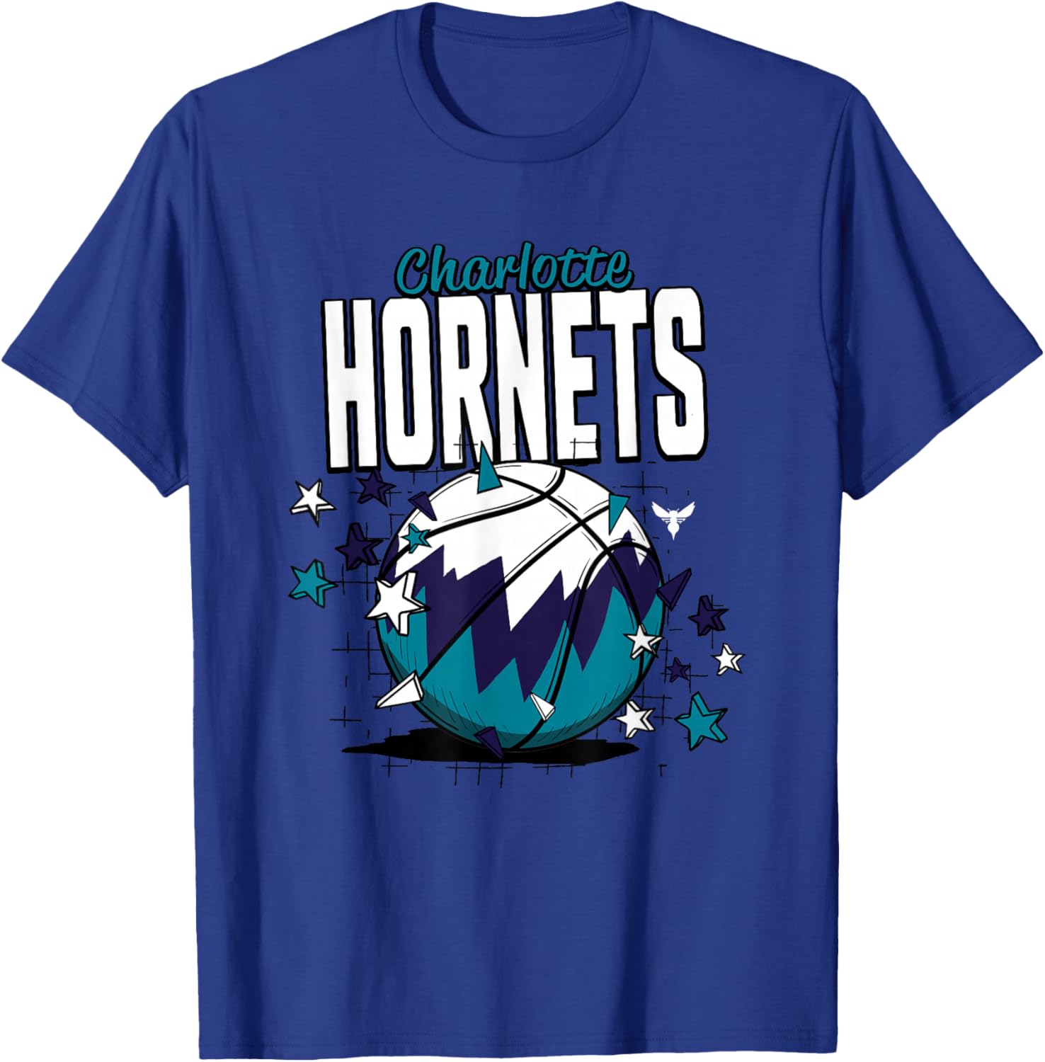 NBA Charlotte Hornets Basketball Doodle Stars T-Shirt - T-Shirt | Royal