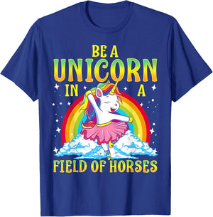 Be A Unicorn In A Field Of Horses Ballerina Unicorn Girl T-Shirt - T-Shirt | Royal