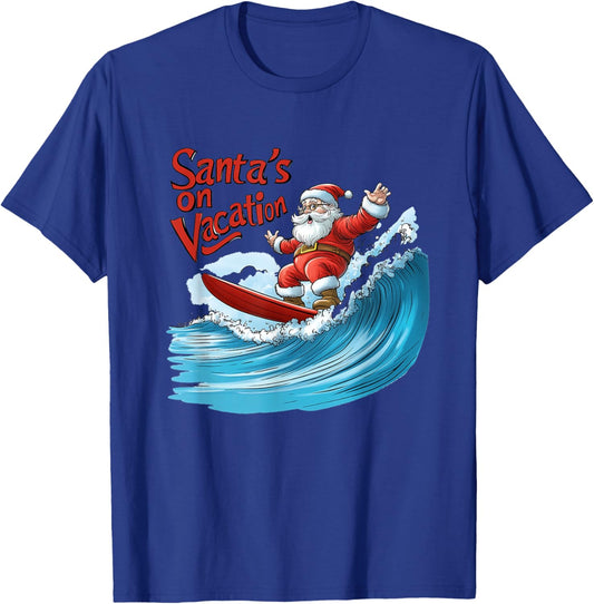 Santa Claus Surfing Fun T-Shirt - T-Shirt | Royal