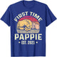 First Time Pappie Est 2021 for New Pappie Funny Fathers Day T-Shirt - T-Shirt | Royal