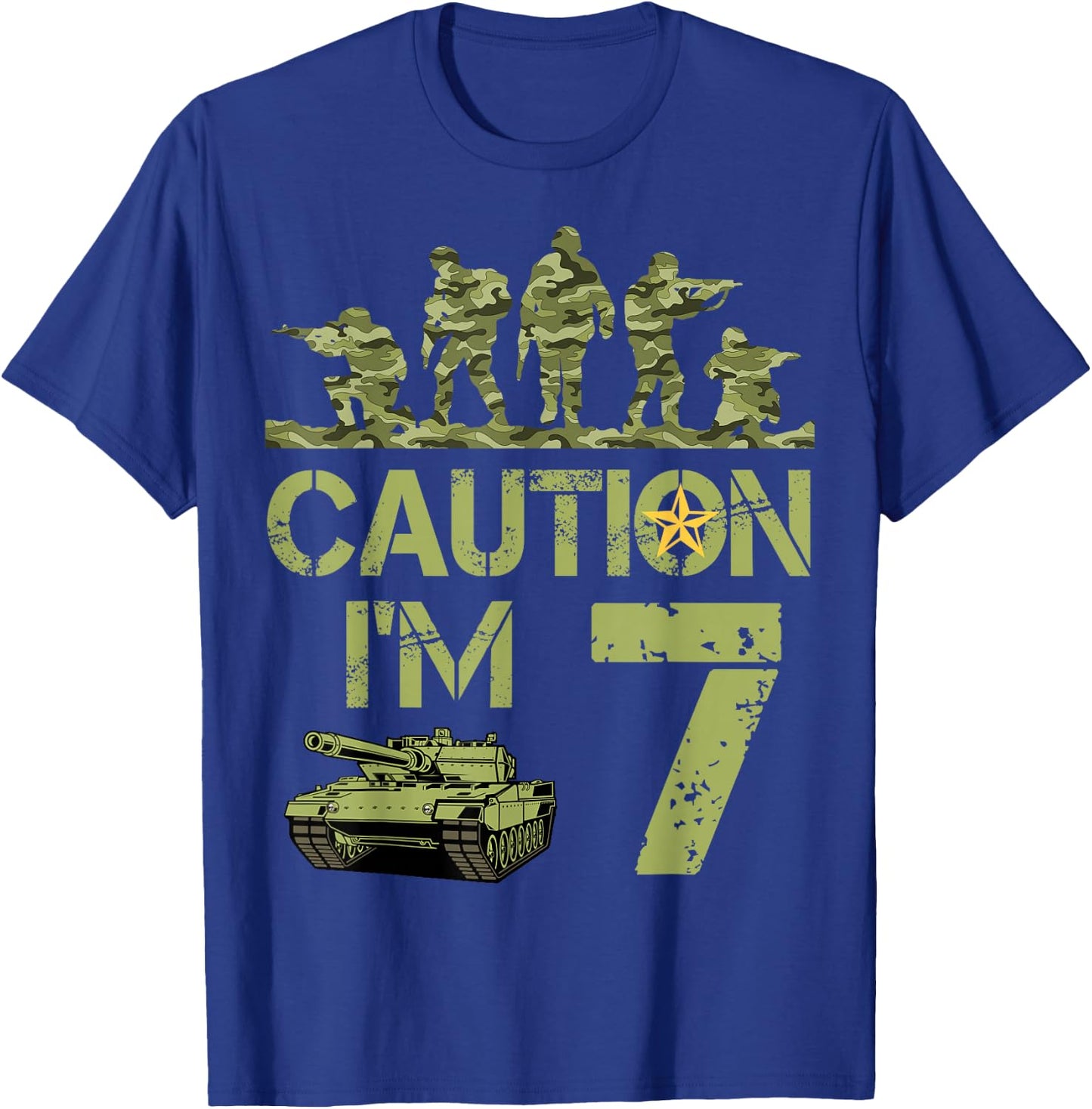 7th Birthday Military I'm 7 Year Old Soldier Camo 7 Birthday T-Shirt - T-Shirt | Royal