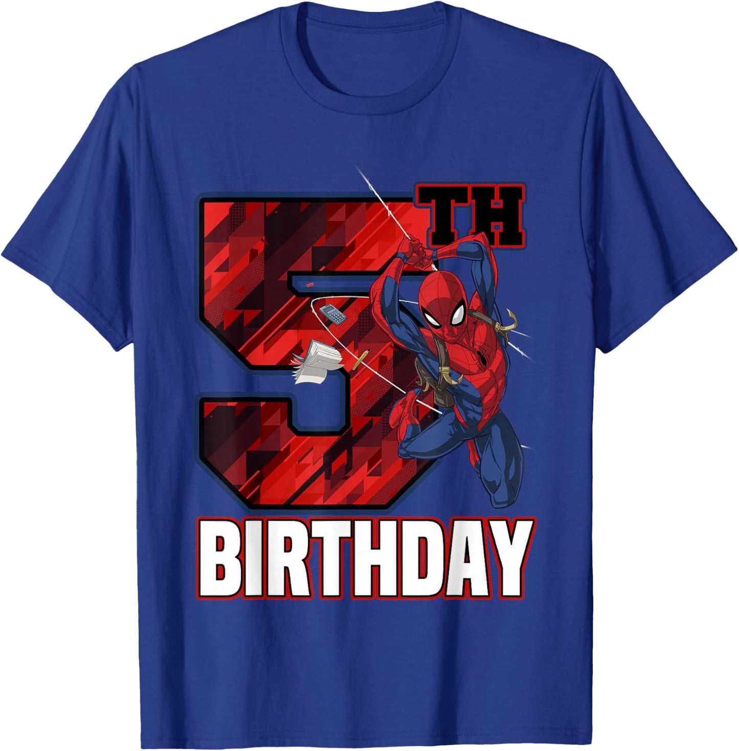 Marvel Spider-Man Web Swing 5th Birthday T-Shirt - T-Shirt | Royal