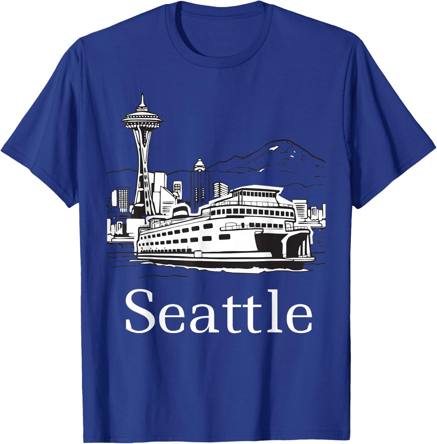 Seattle Skyline Island Ferry T-Shirt - T-Shirt | Royal