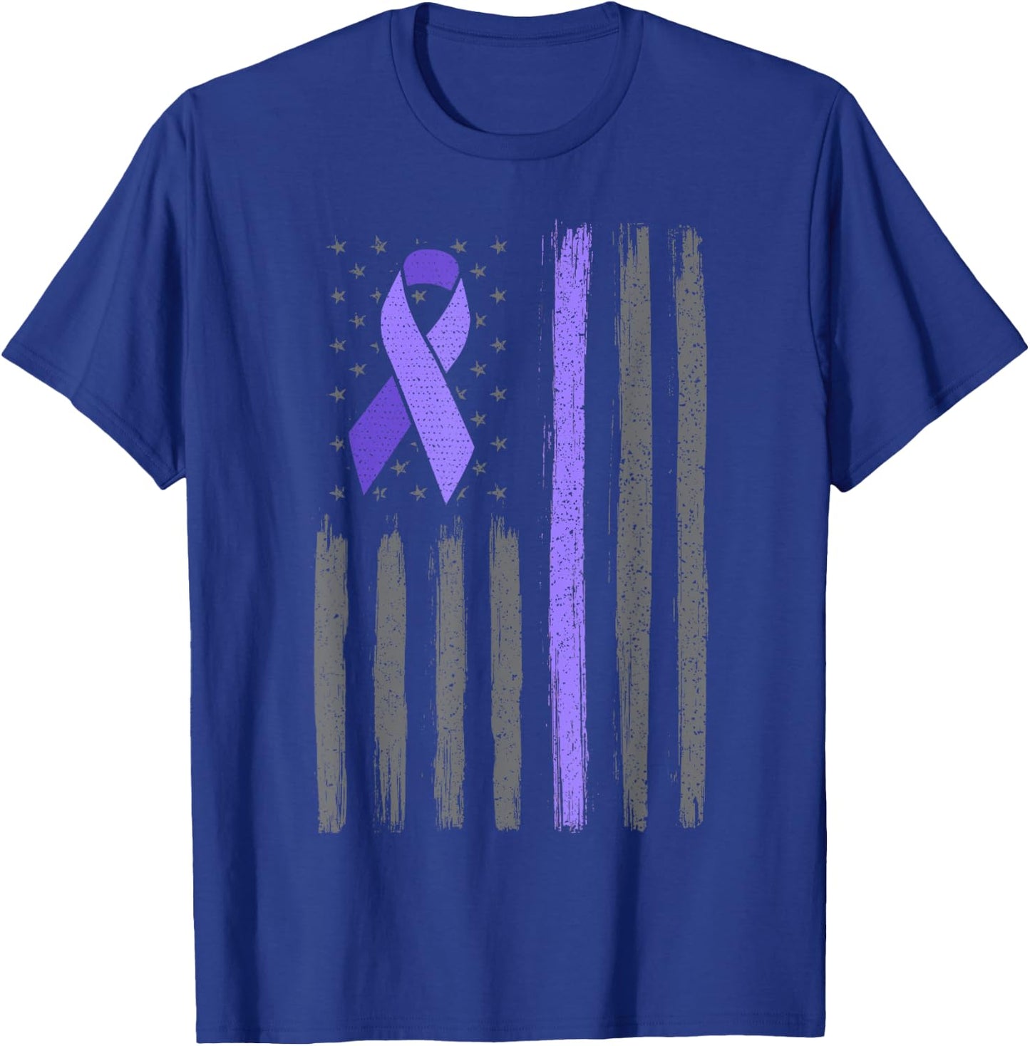 American flag ribbon stomach cancer awareness T-Shirt - T-Shirt | Royal