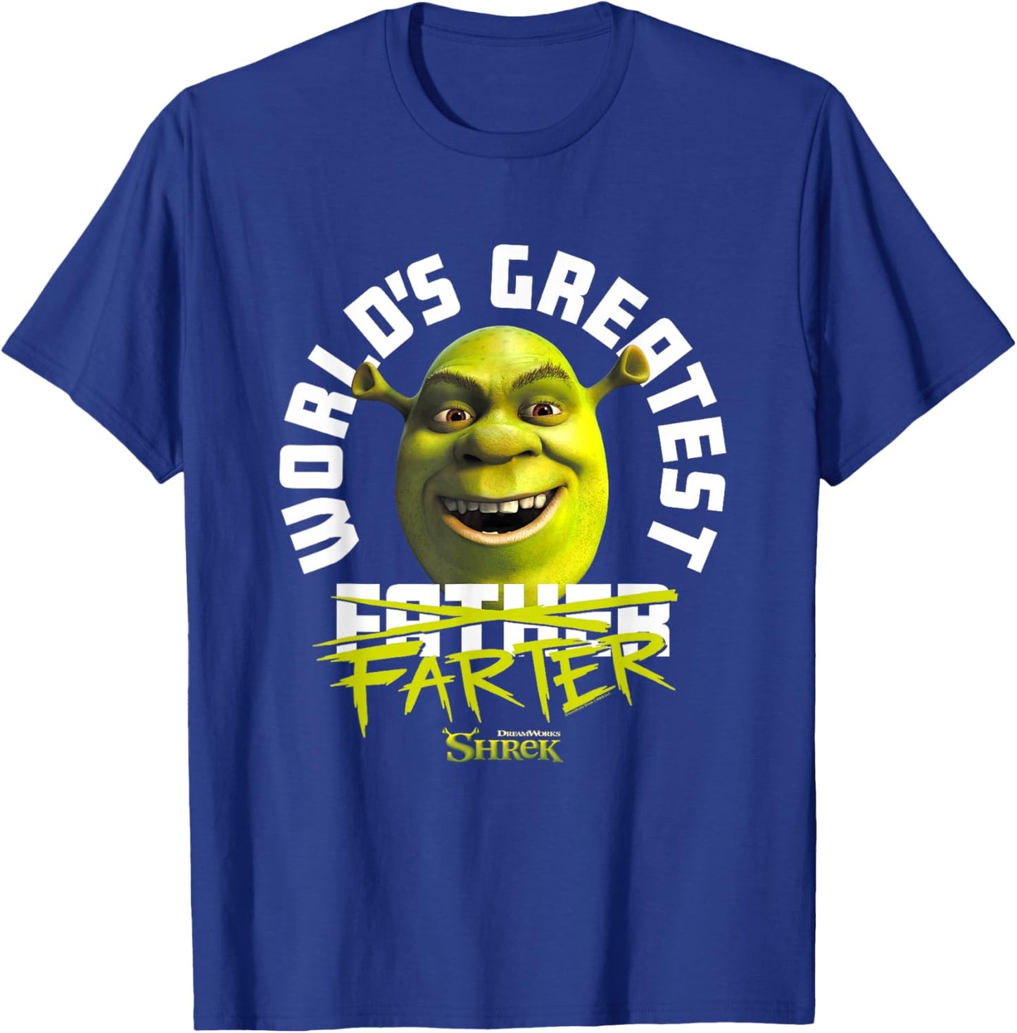 Shrek Father's Day World's Greatest Farter Chest Text Logo T-Shirt - T-Shirt | Royal