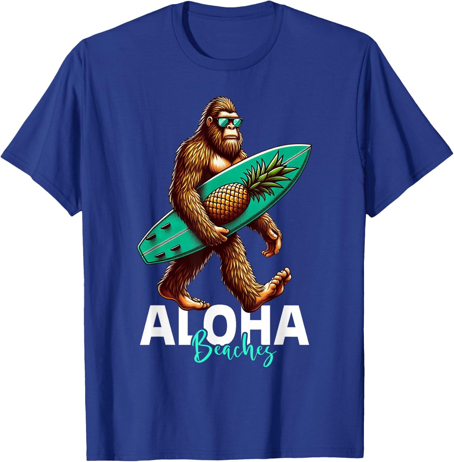 Kids Bigfoot Surfing Hawaiian Beach Funny Sasquatch T-Shirt - T-Shirt | Royal