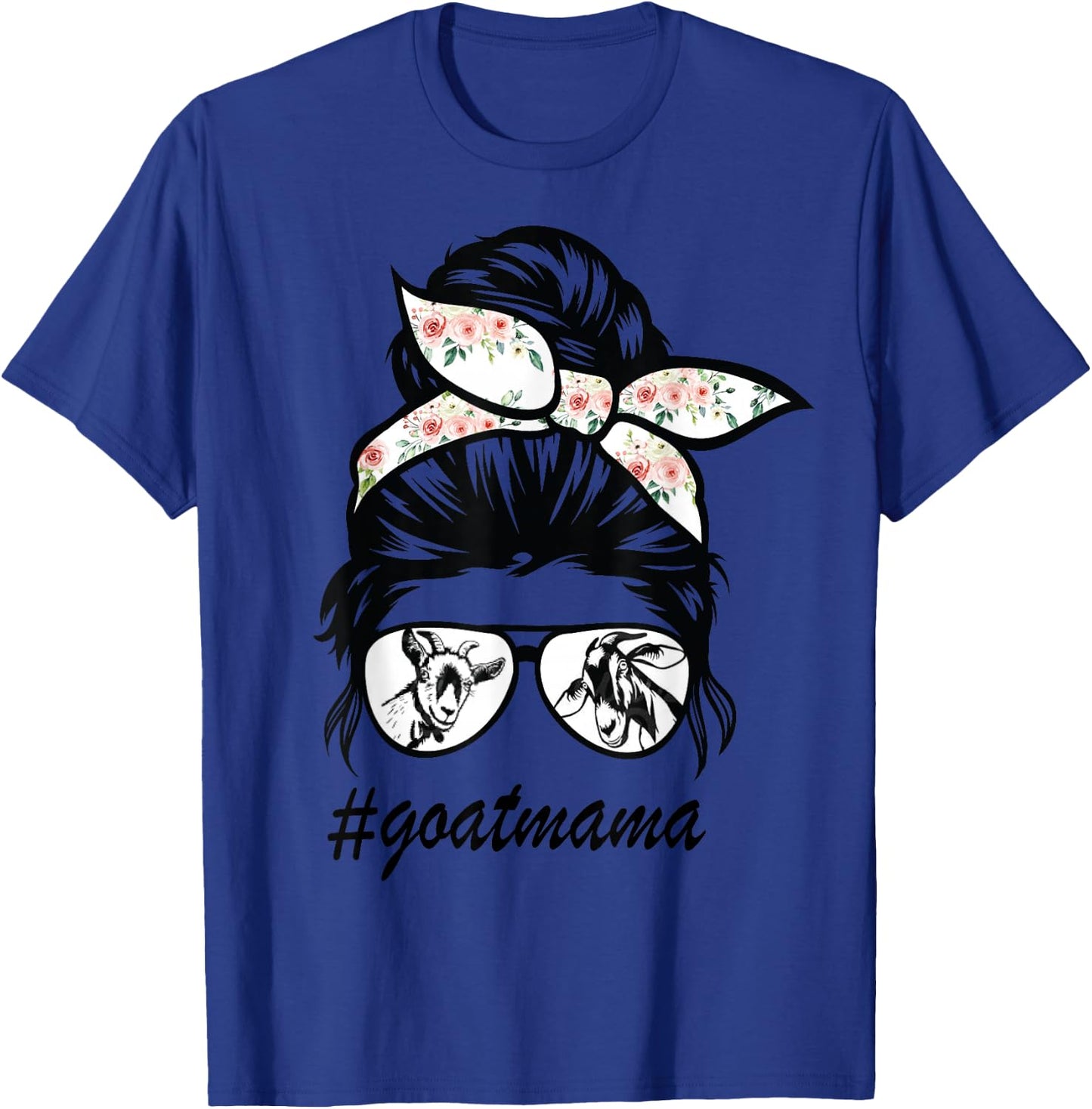 goat mama Messy Bun goat mom messy bun hair glasses T-Shirt - T-Shirt | Royal