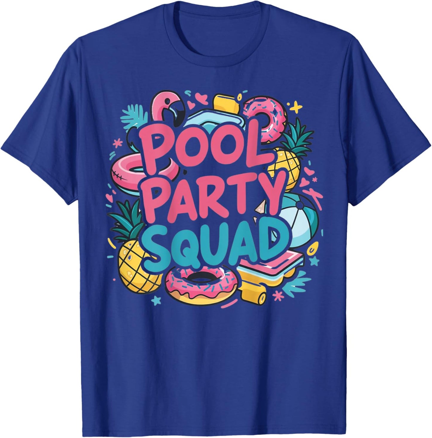 Pool Party Squad Birthday Summer Vacation Family (ON BACK) Women Kids T-Shirt - T-Shirt | Royal