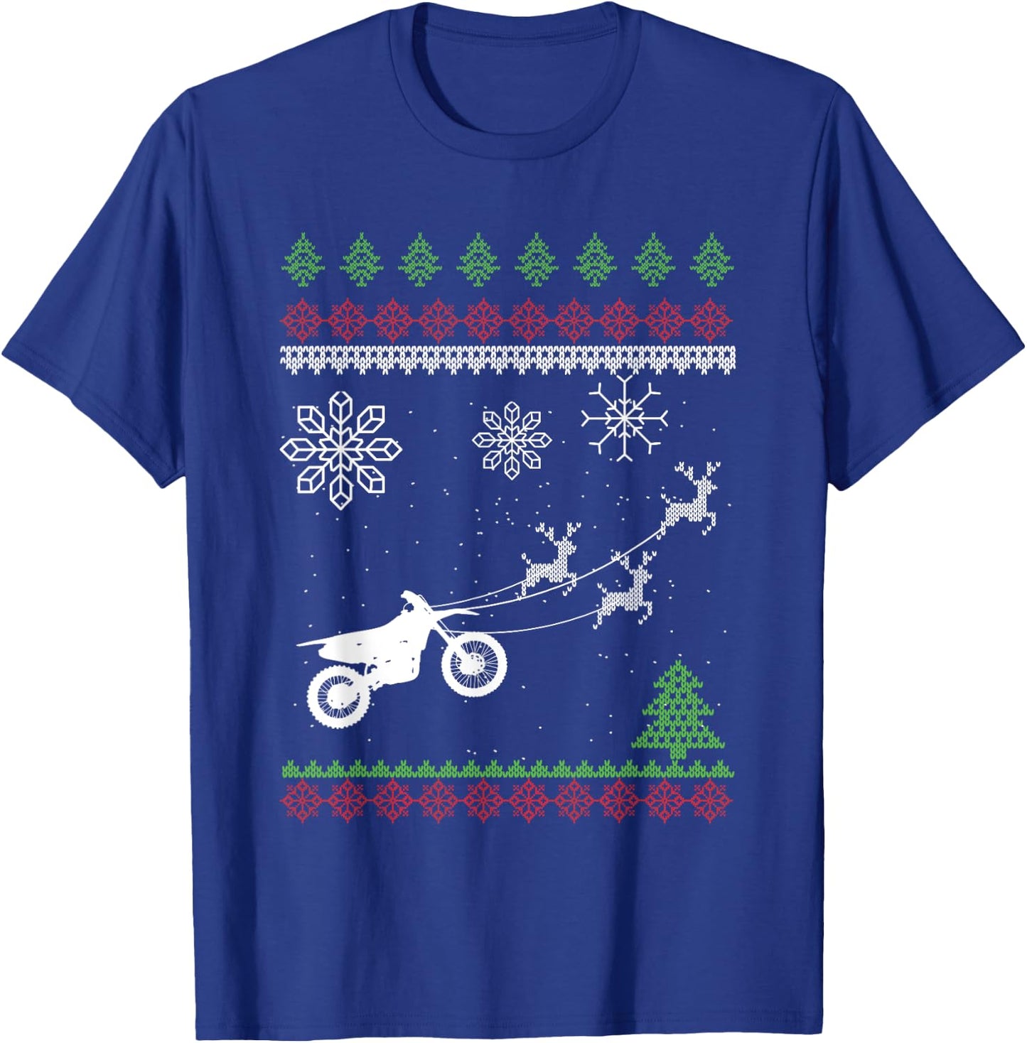 Reindeer Motocross Dirt Bike Motocross Ugly Christmas Gift T-Shirt - T-Shirt | Royal