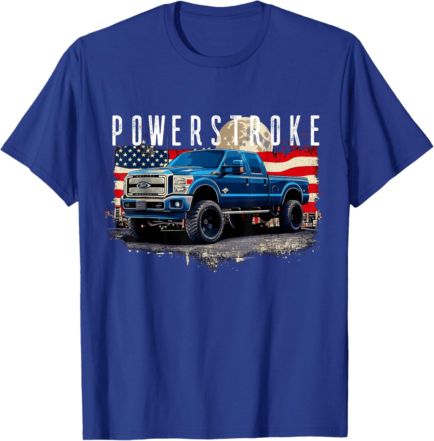 Powerstroke Patriotic Truck American Flag 6.7L Diesel Truck T-Shirt - T-Shirt | Royal