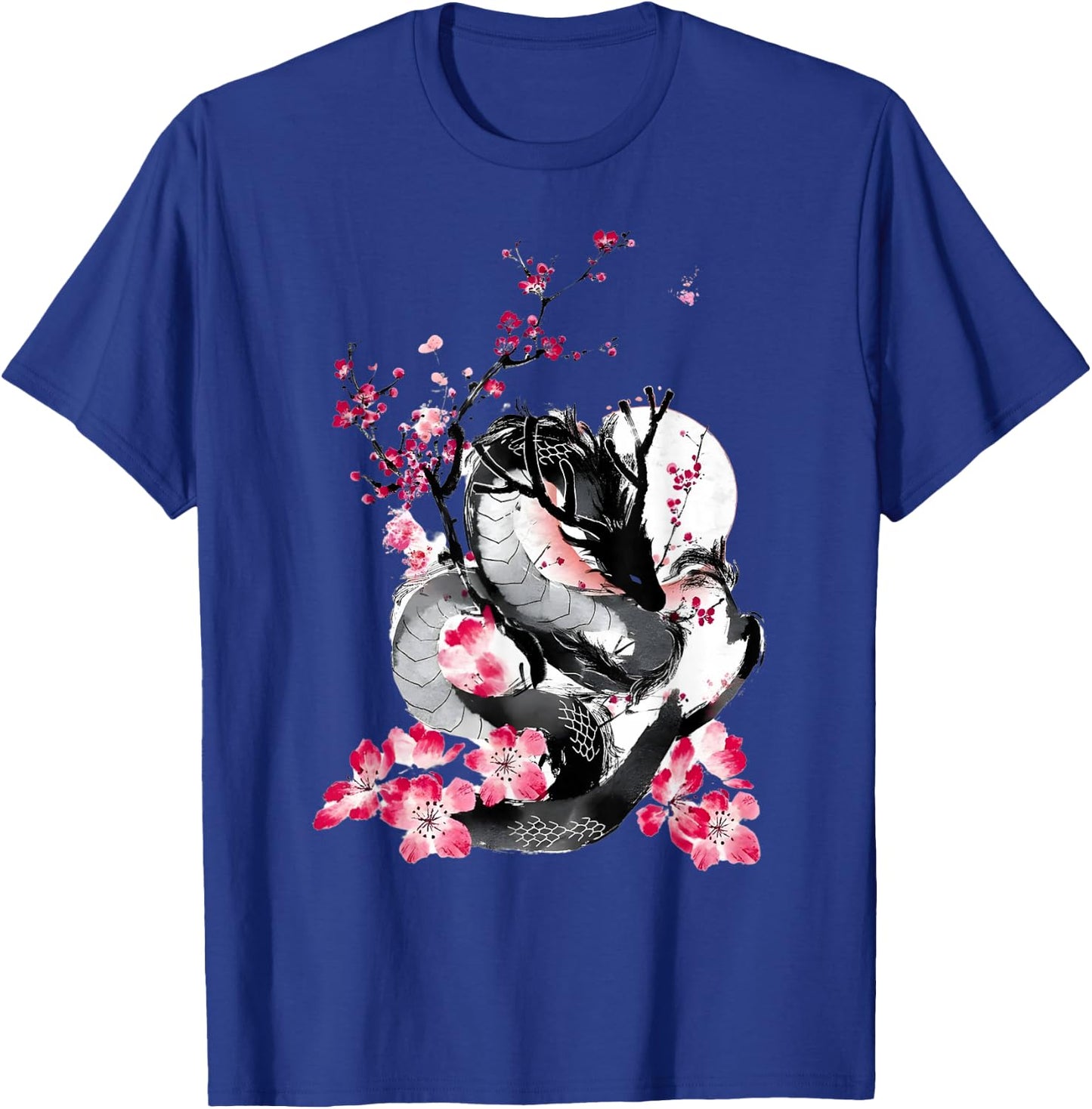 Cherry Blossom Japanese Dragon Asian Retro 80’s Style T-Shirt - T-Shirt | Royal
