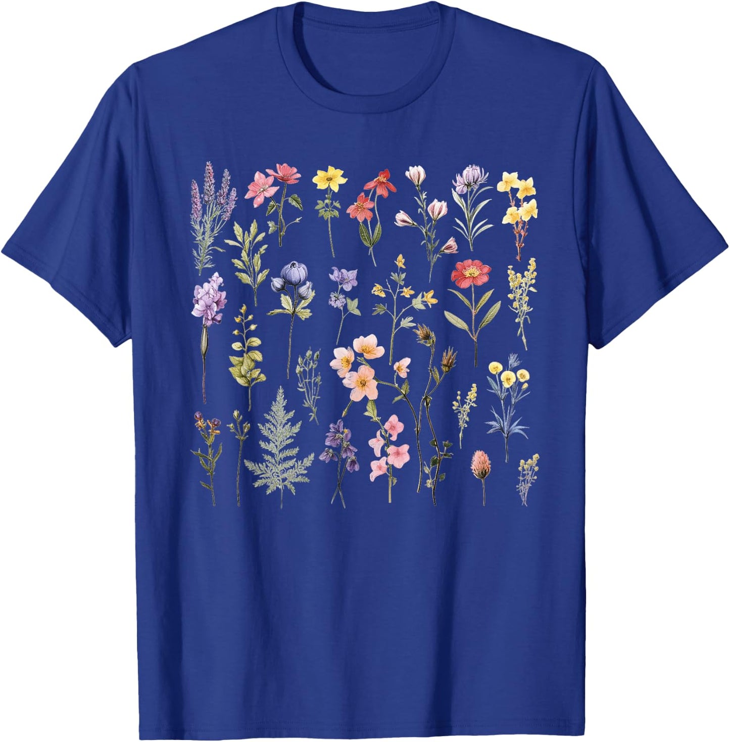 Vintage Flowers Women Wildflower Graphic Floral Gardening T-Shirt - T-Shirt | Royal