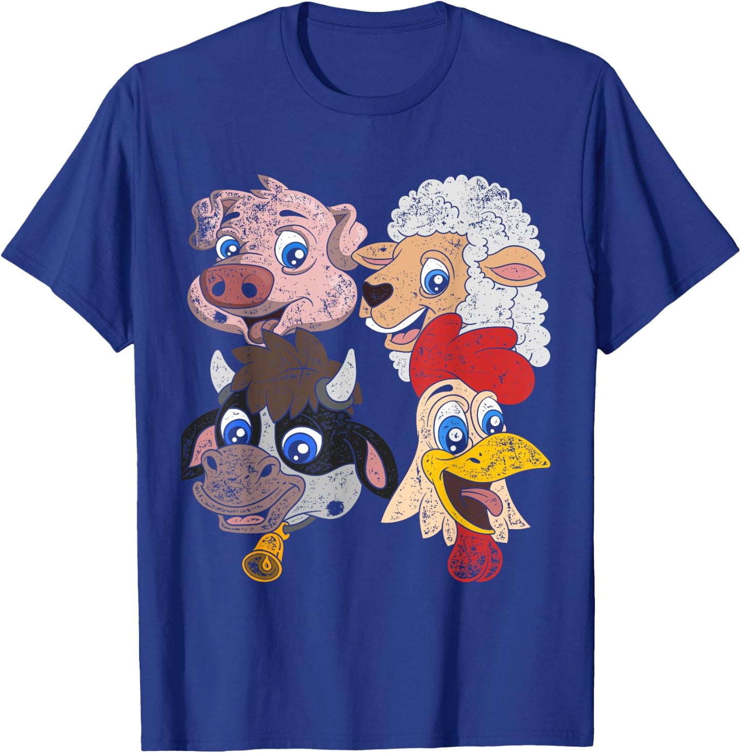 Pig Sheep Cow Chicken Kids Toddlers Funny Farm Squad Animal T-Shirt - T-Shirt | Royal