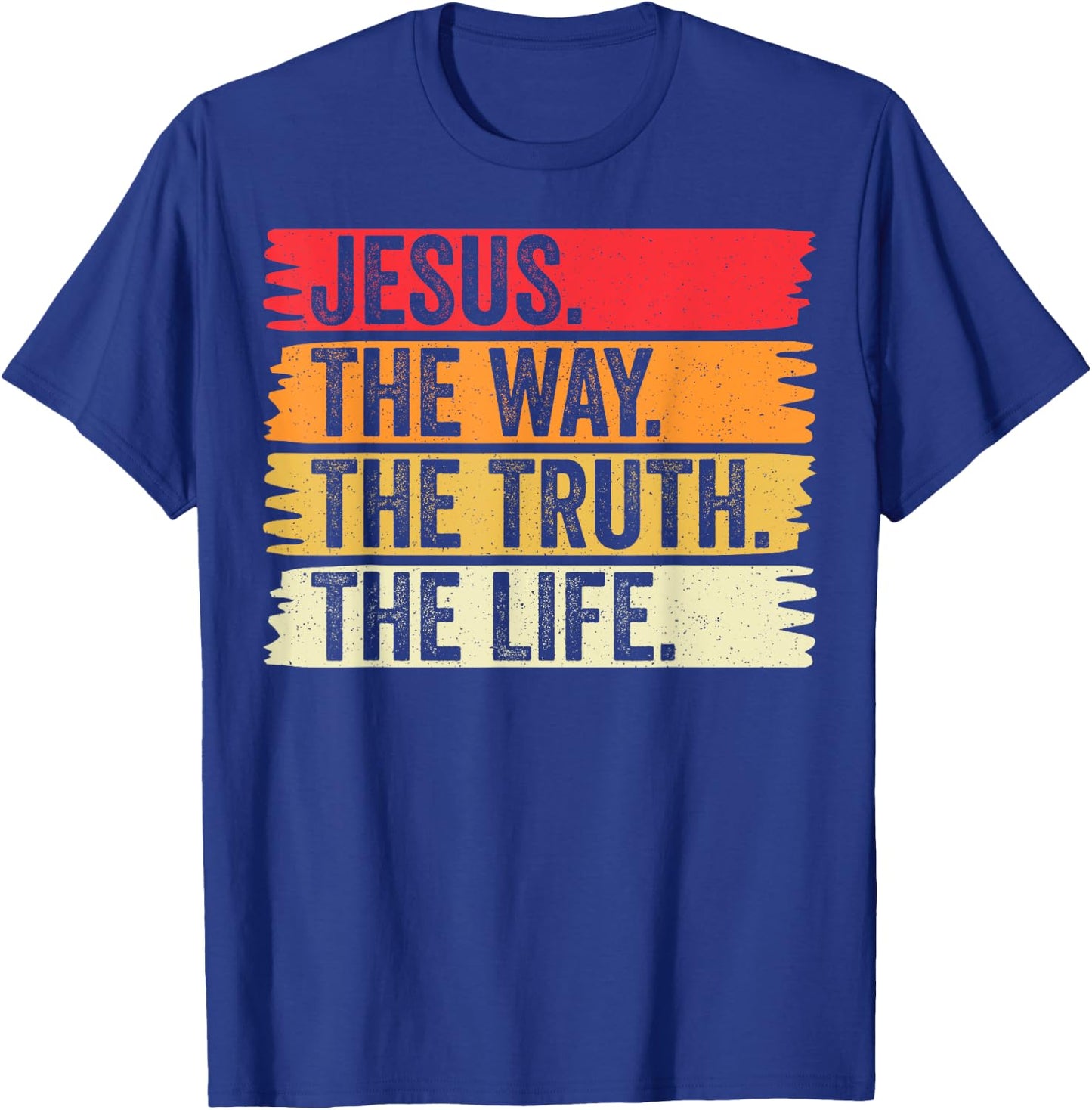 Jesus The Way Truth and The Life Men Women Vintage Christian T-Shirt - T-Shirt | Royal