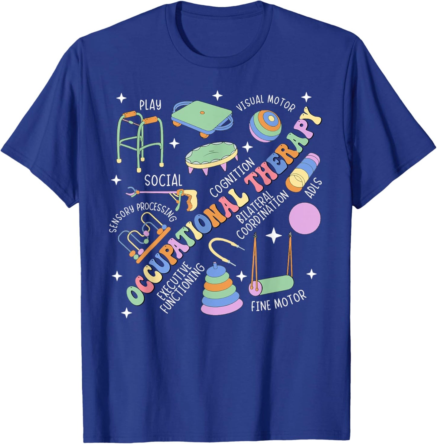 Groovy Occupational Therapy OT Therapist Assistant OTA Retro T-Shirt - T-Shirt | Royal