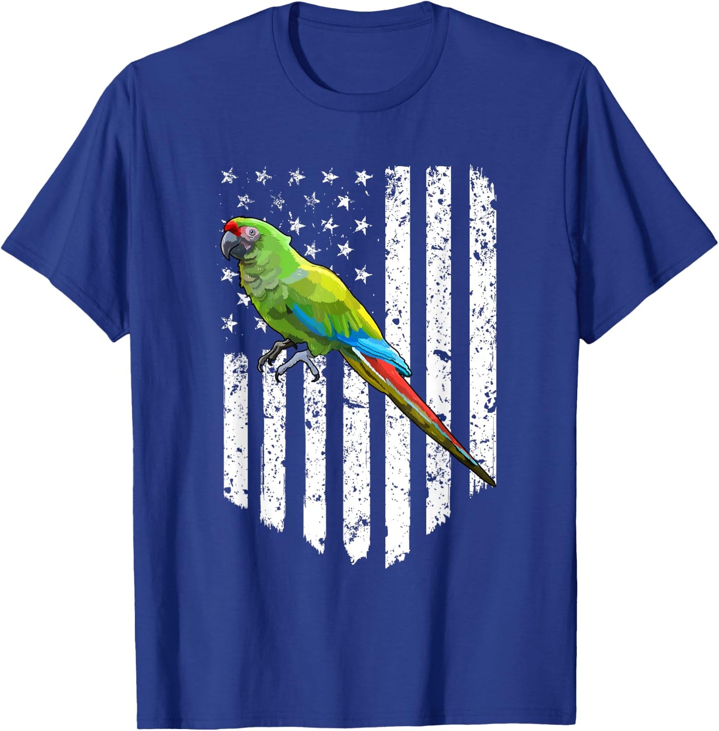 White American Flag Military Macaw Bird 4th Of July Women Men T-Shirt - T-Shirt | Royal