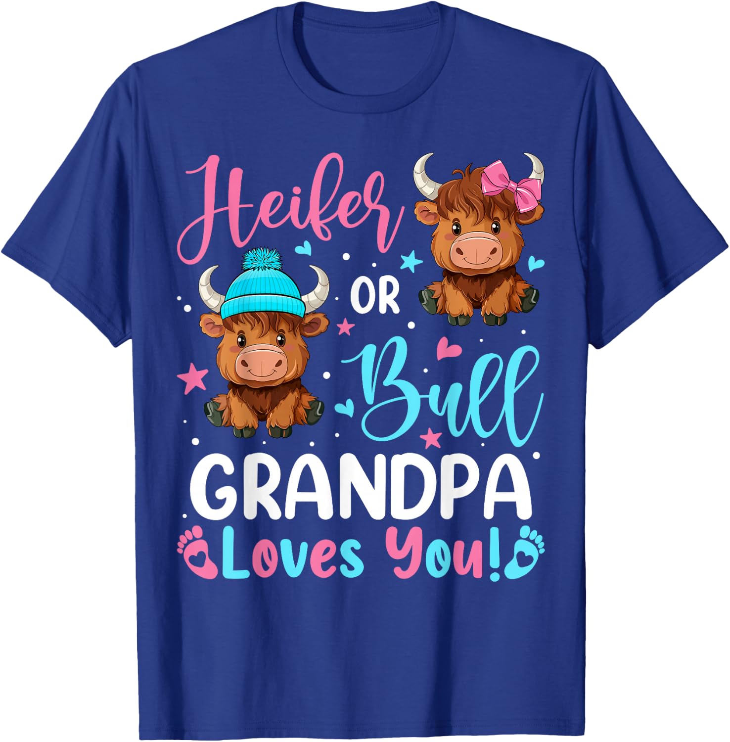 Bull or Heifer Grandpa Loves You Highland Cow Lover T-Shirt - T-Shirt | Royal