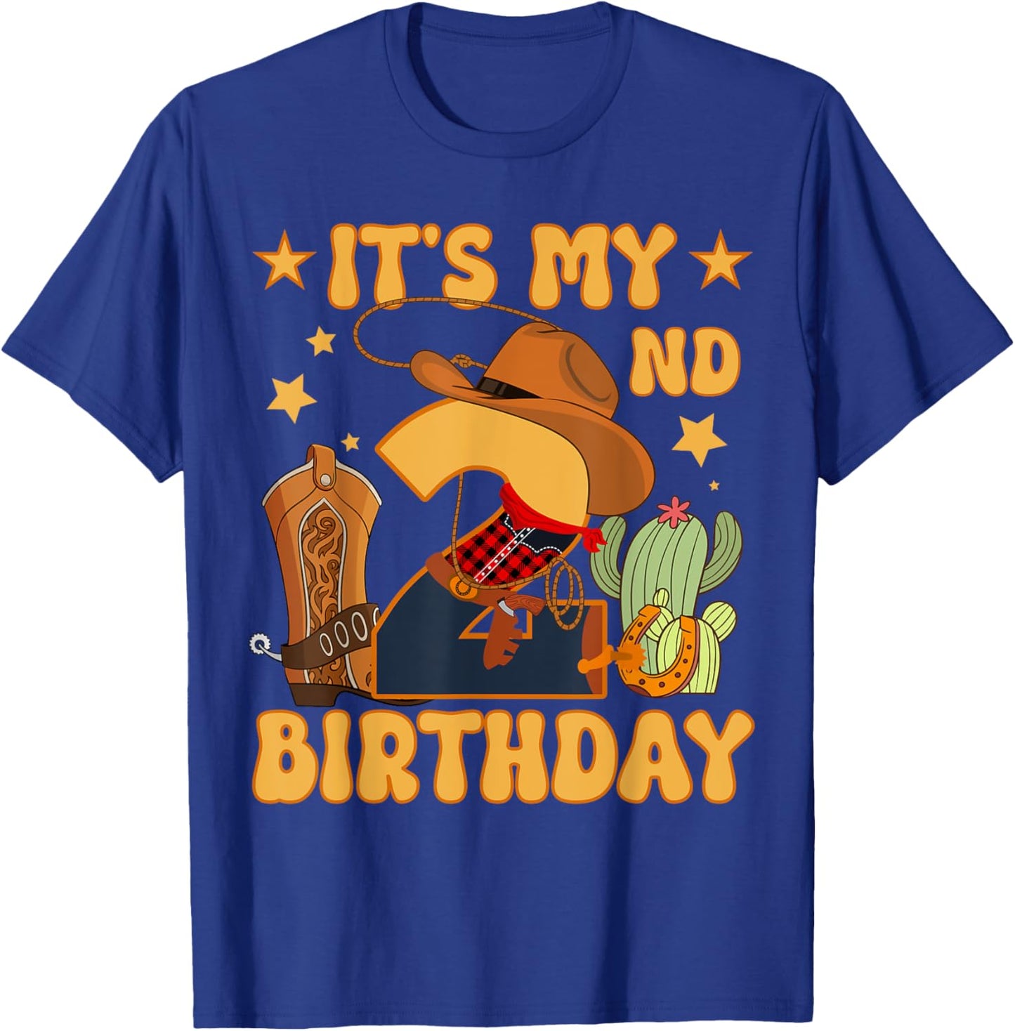 It's My 2nd Birthday Cowboy Rodeo Horse 2 Year Old Bday Boy T-Shirt - T-Shirt | Royal