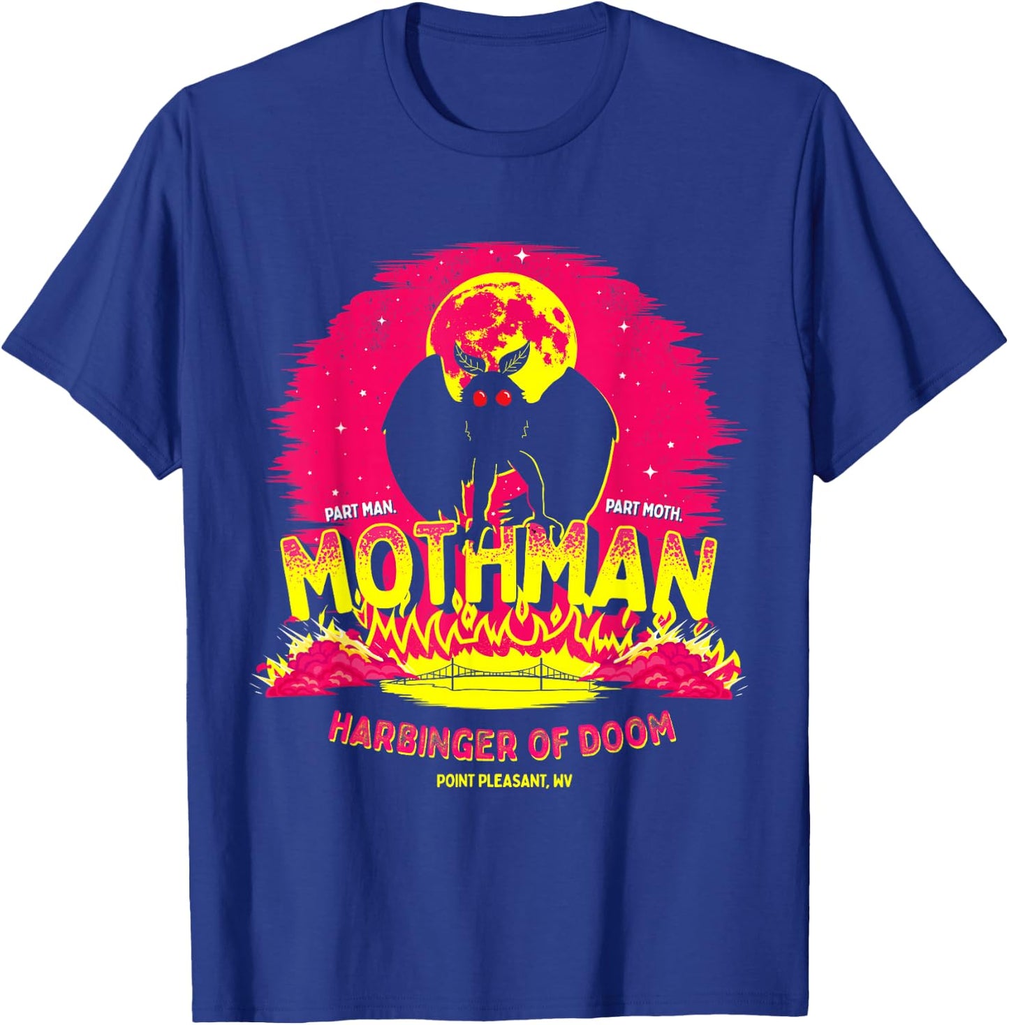 Mothman - Harbinger of Doom! Funny Cute Cryptid Creature Short Sleeve T-Shirt - T-Shirt | Royal