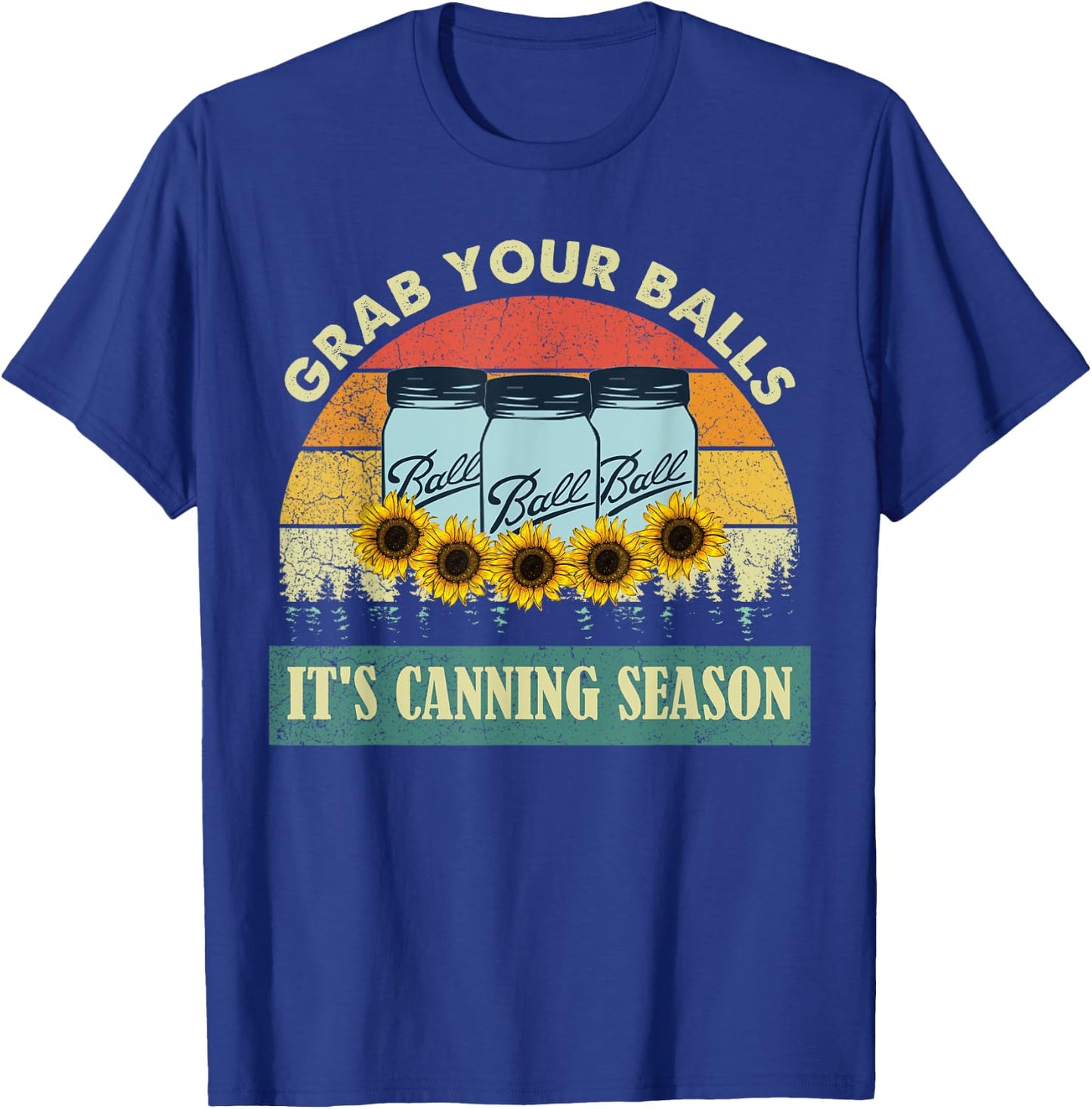 Grab Your Balls It's Canning Season Sunflower Vintage T-Shirt - T-Shirt | Royal