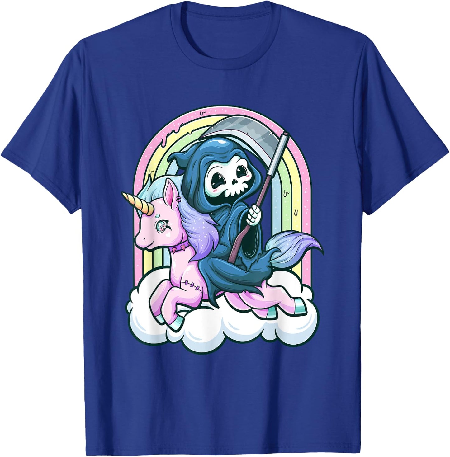 Kawaii Pastel Goth Cute Creepy Unicorn Grim Reaper T-Shirt - T-Shirt | Royal