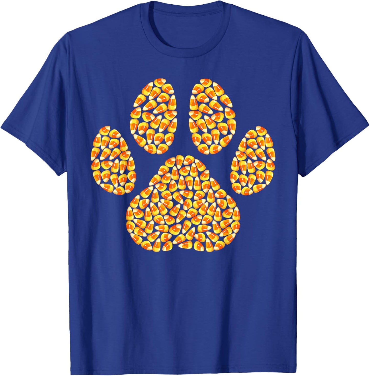 Funny Candy Corn Dog Paw Print Happy Halloween Day Kids Boys T-Shirt - T-Shirt | Royal