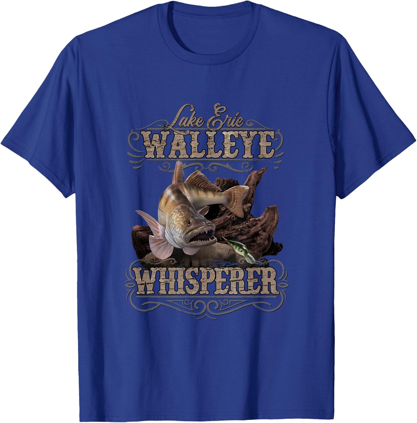 Lake Erie Walleye Whisperer Vintage Fishing T-Shirt - T-Shirt | Royal