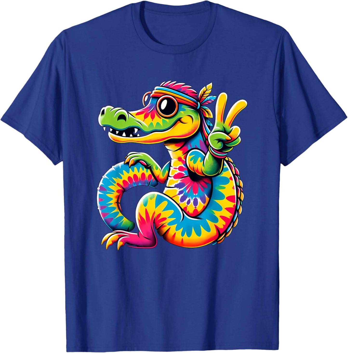Peace Sign Tie Dye Alligator T-Shirt - T-Shirt | Royal