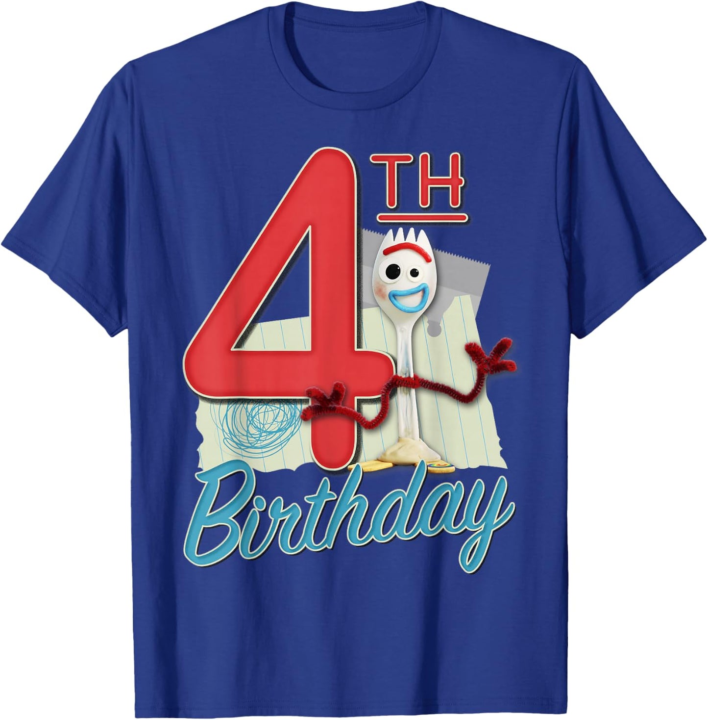 Disney Pixar Toy Story 4 Forky 4th Birthday T-Shirt - T-Shirt | Royal