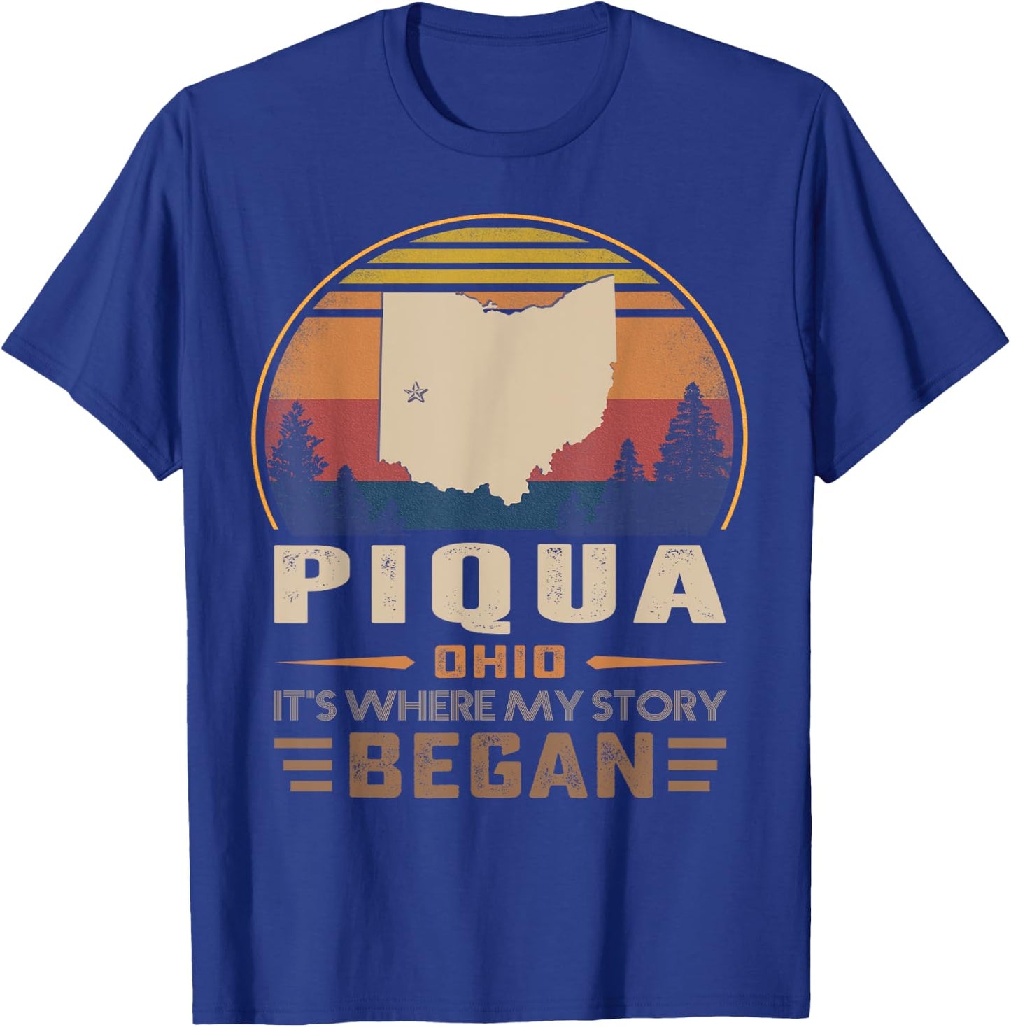 Vintage Piqua Ohio Homtown My Story Began T-Shirt - T-Shirt | Royal