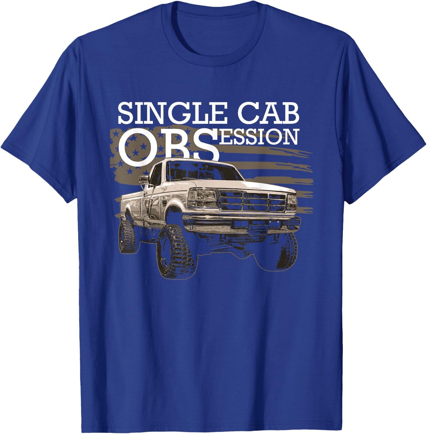OBS Single Cab Truck American Flag Old Body Style Truck T-Shirt - T-Shirt | Royal