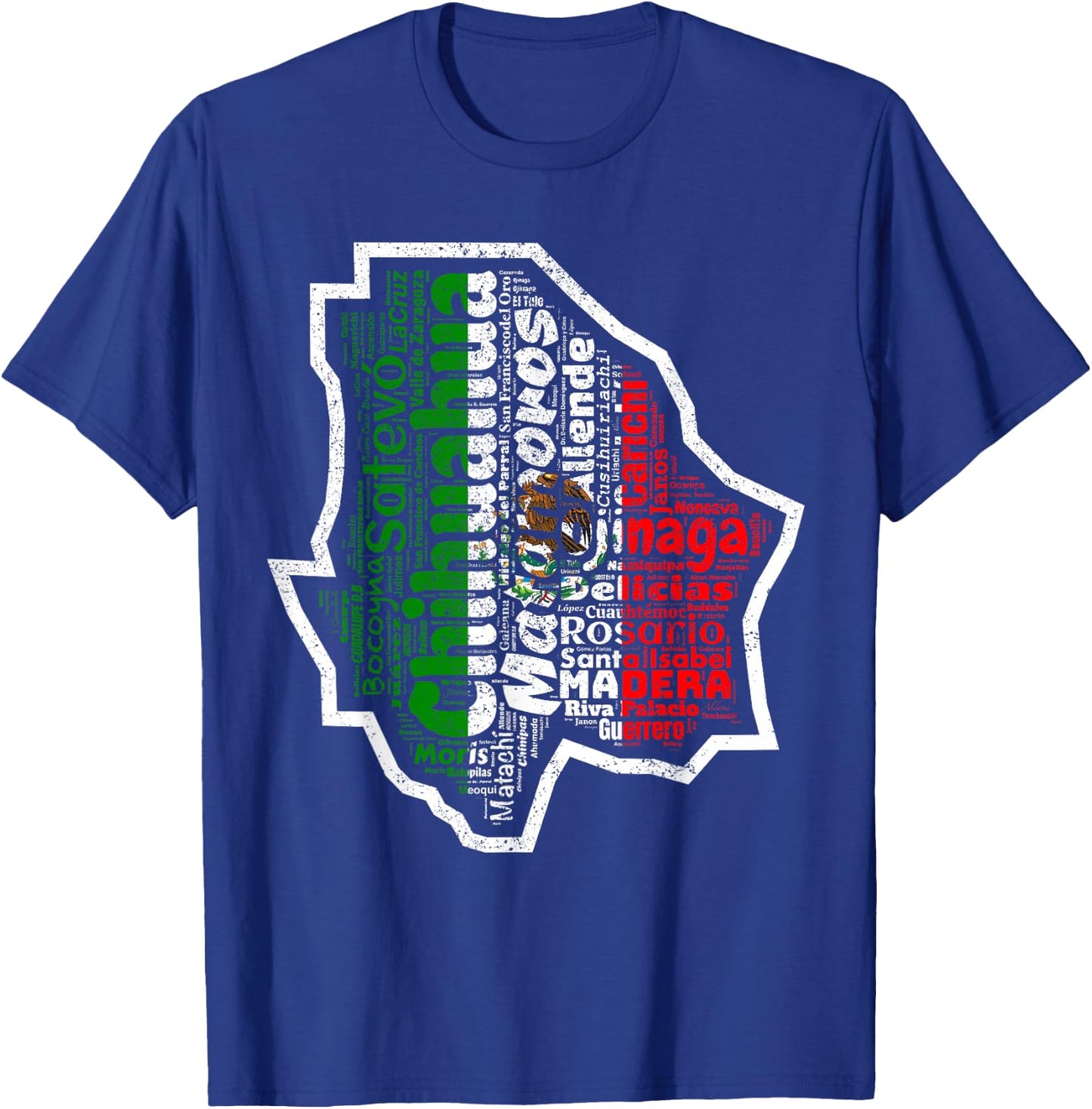 Chihuahua Mexico Mapa Bandera Mexicana State T-Shirt - T-Shirt | Royal
