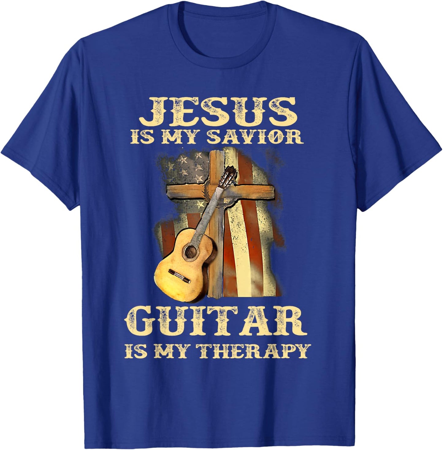 Jesus Is My Savior Guitar Is My Therapy Funny Christian T-Shirt - T-Shirt | Royal