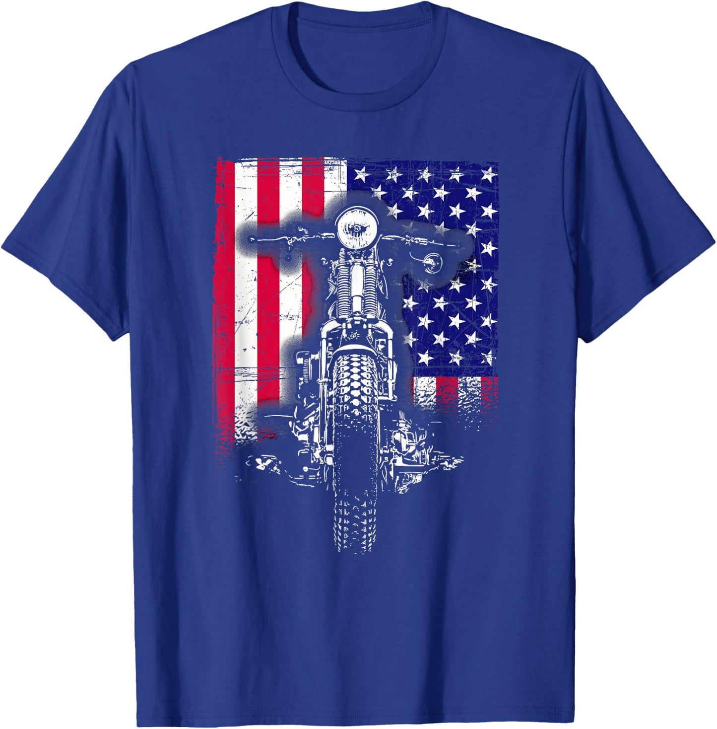 Motorcycle Rider Bike Riding US Flag American Pride Biker T-Shirt - T-Shirt | Royal
