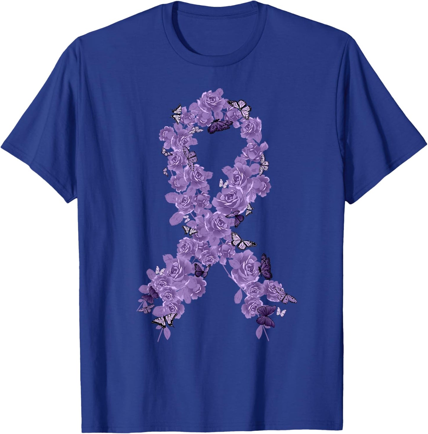 Lavender Ribbon All Cancer Awareness T-Shirt - T-Shirt | Royal