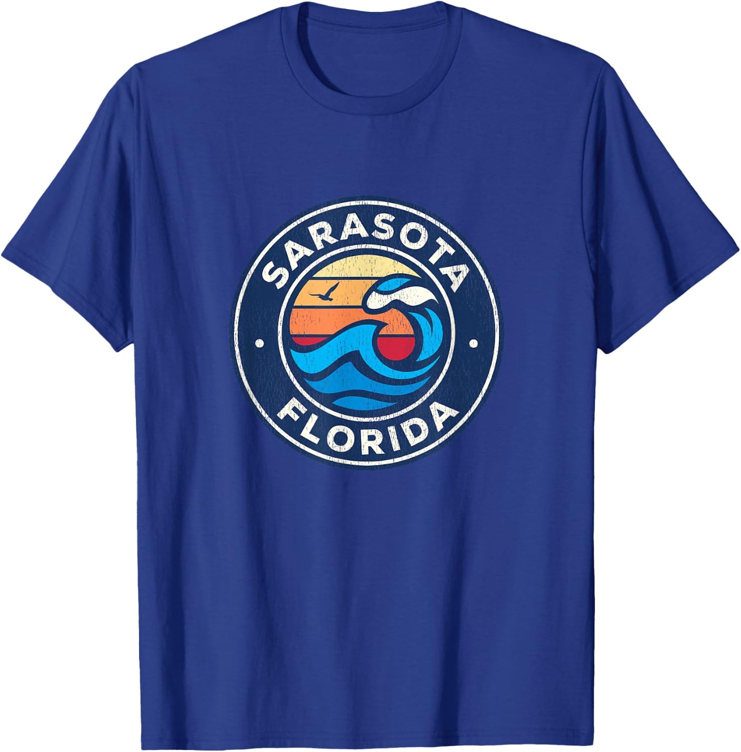 Sarasota Florida FL Vintage Nautical Waves Design T-Shirt - T-Shirt | Royal
