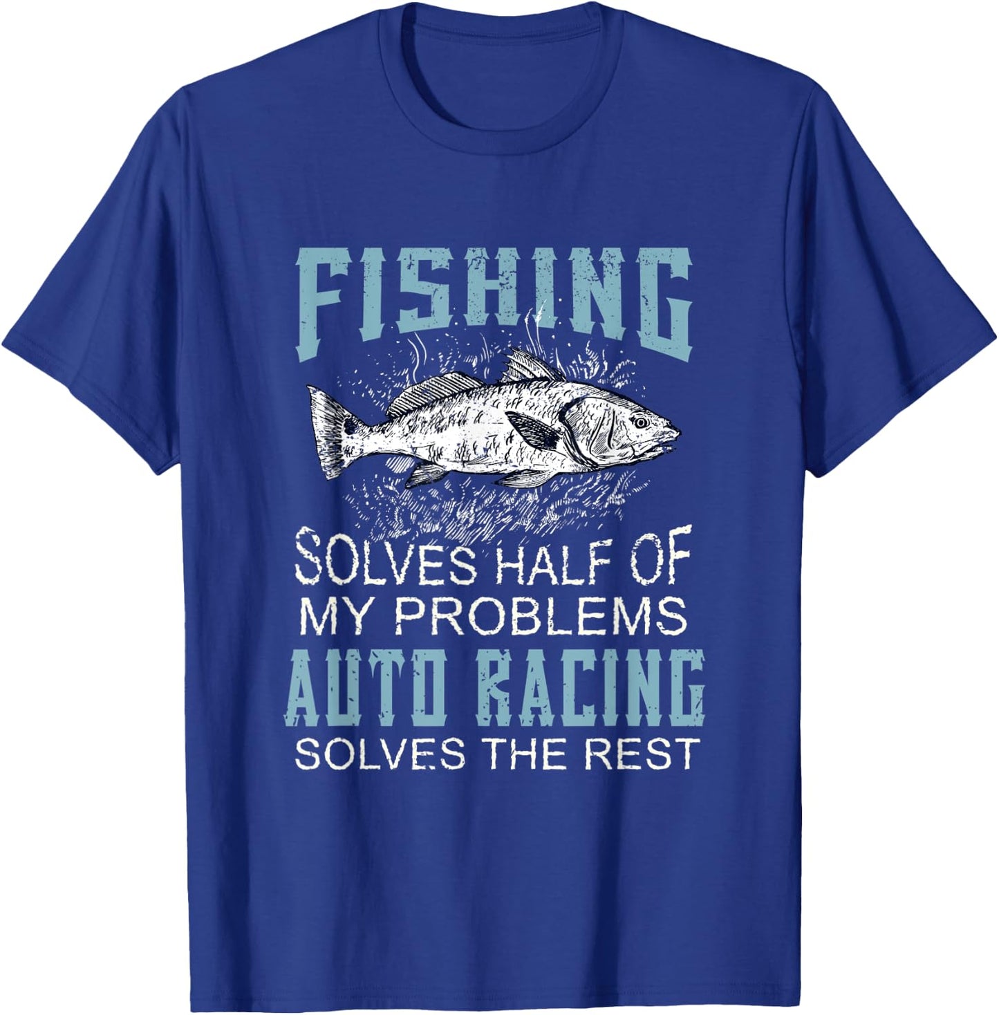 Solves Half Of My Problems Fishing Car Racing Fish T-Shirt - T-Shirt | Royal