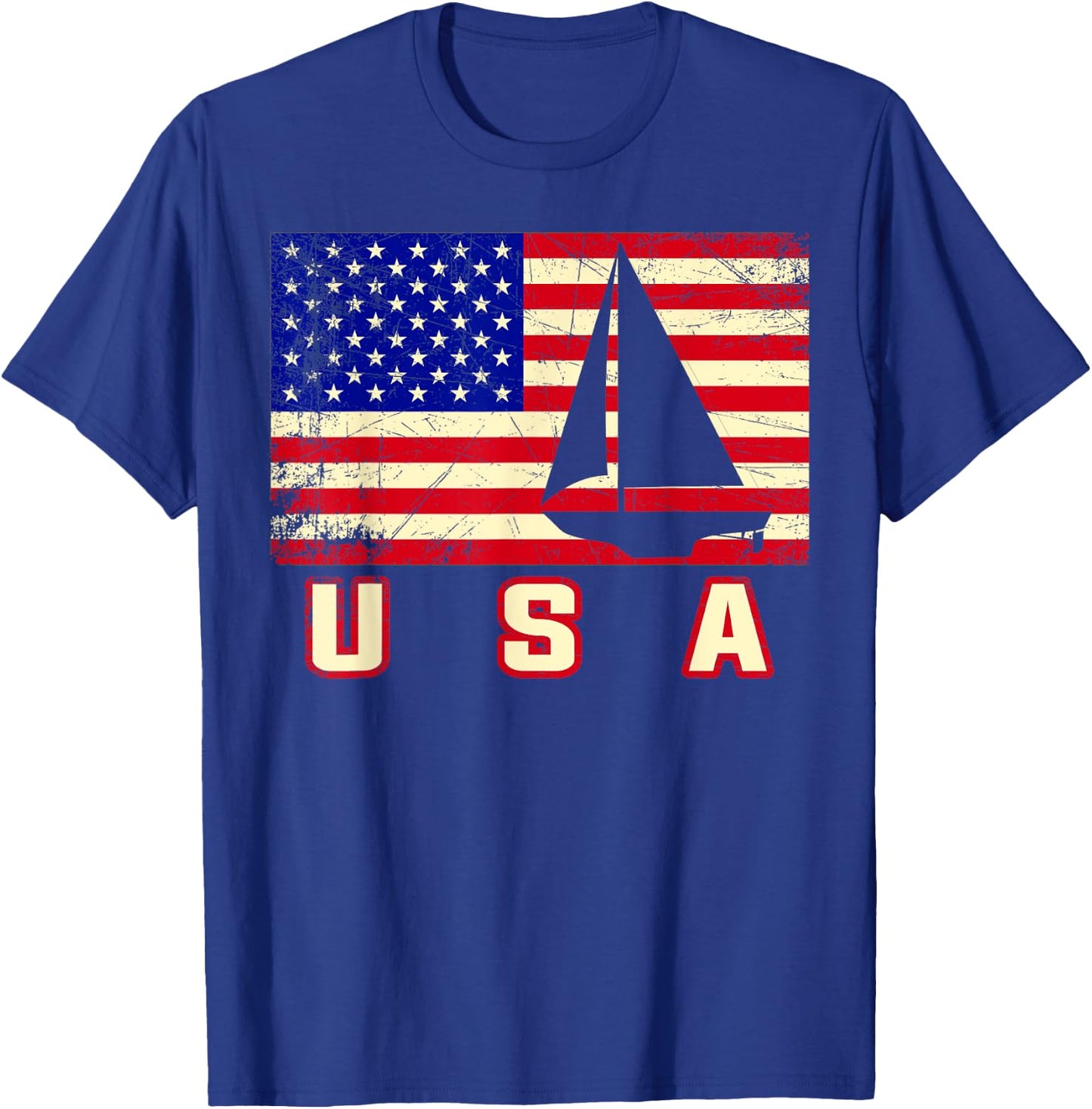 American Flag Sailing | Cute Boating Gift Kids Men T-Shirt - T-Shirt | Royal