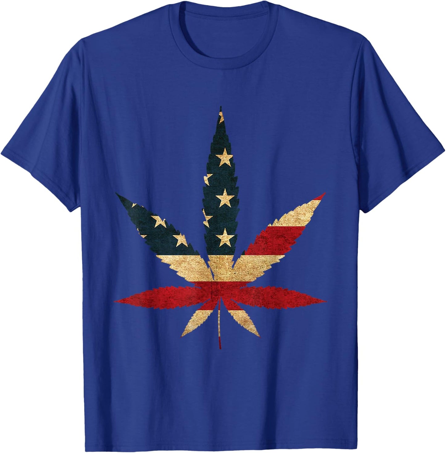 Marijuana Leaf USA Flag graphic - Funny US Weed Legalization T-Shirt - T-Shirt | Royal