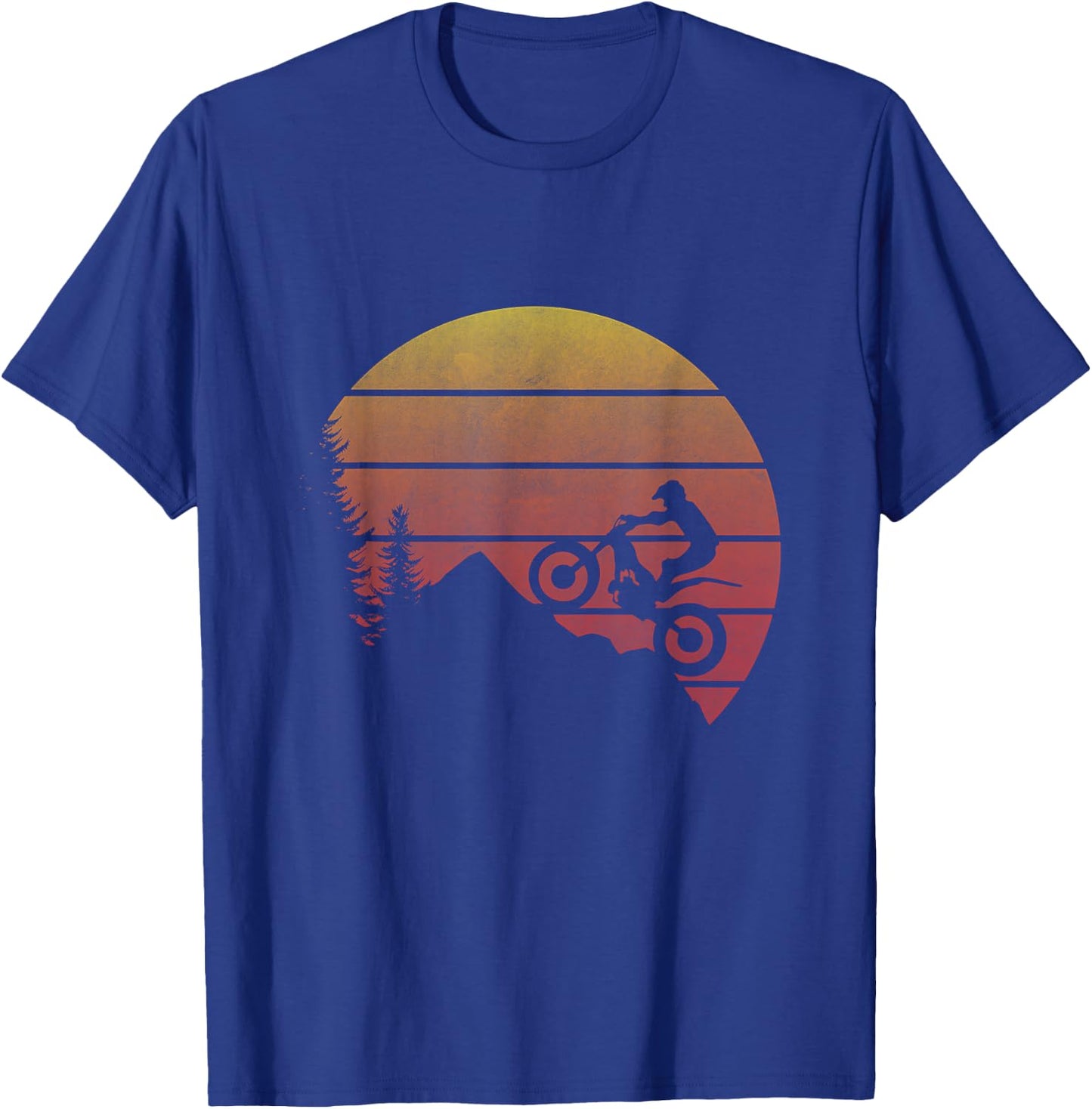Vintage Trial Design -Adults Kids Black Motorcycle Small Classic Fit Short Sleeve Cotton 65% Polyester 35% T-Shirt - T-Shirt | Royal
