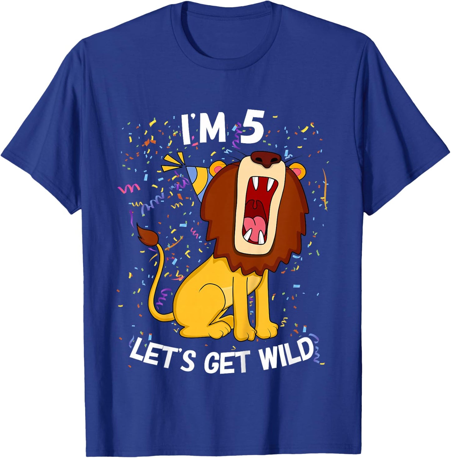 Kids 5 Year Old 5th Birthday Party Lion T-Shirt - T-Shirt | Royal