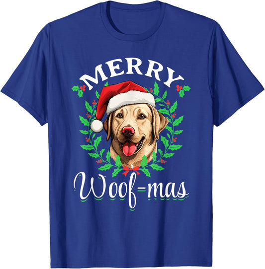 Labrador Retriever Merry Woof-mas Christmas X-mas T-Shirt - T-Shirt | Royal