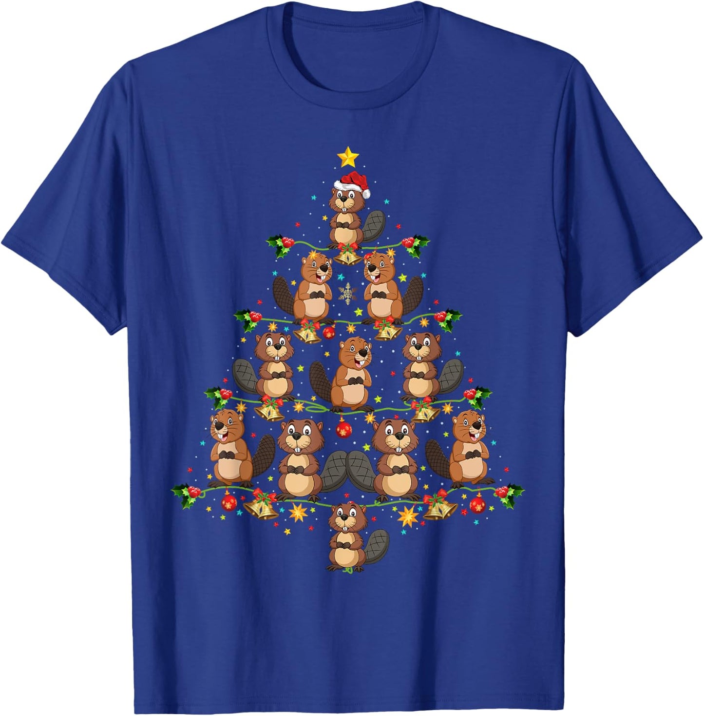 Funny Beavers Christmas Tree Gift Funny Christmas Beaver T-Shirt - T-Shirt | Royal