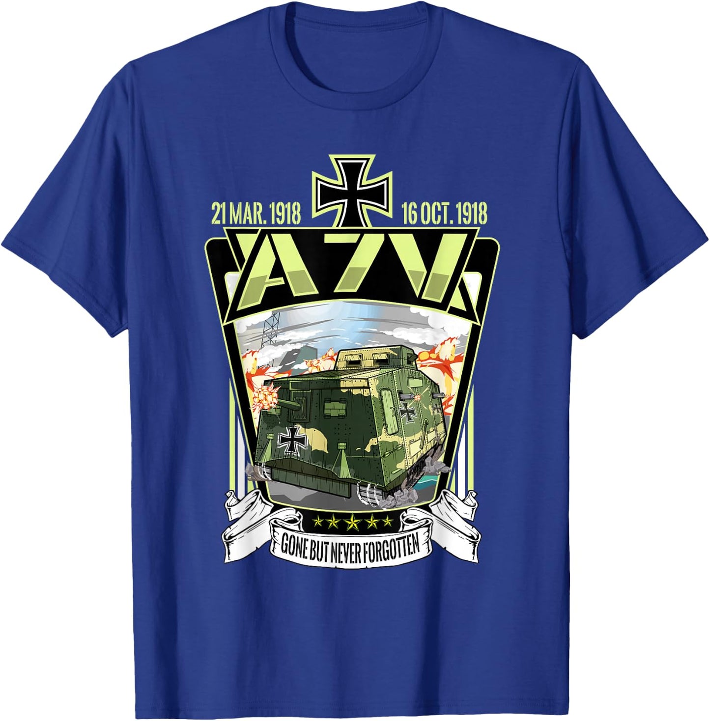 WW1 World War German Heavy A7V Tank T-Shirt - T-Shirt | Royal