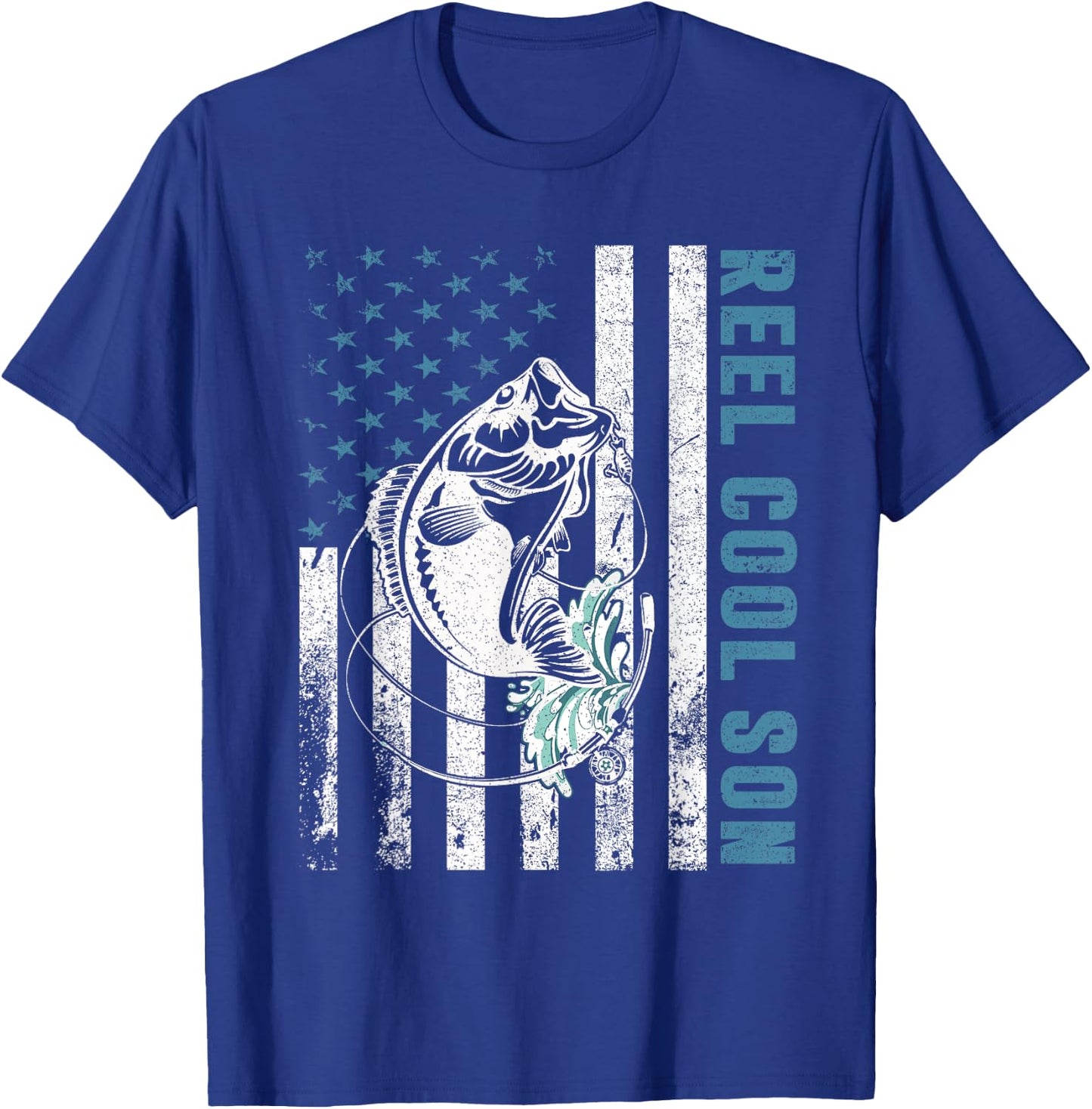 Fishing Lovers Gifts Reel Cool Son American Flag T-Shirt - T-Shirt | Royal