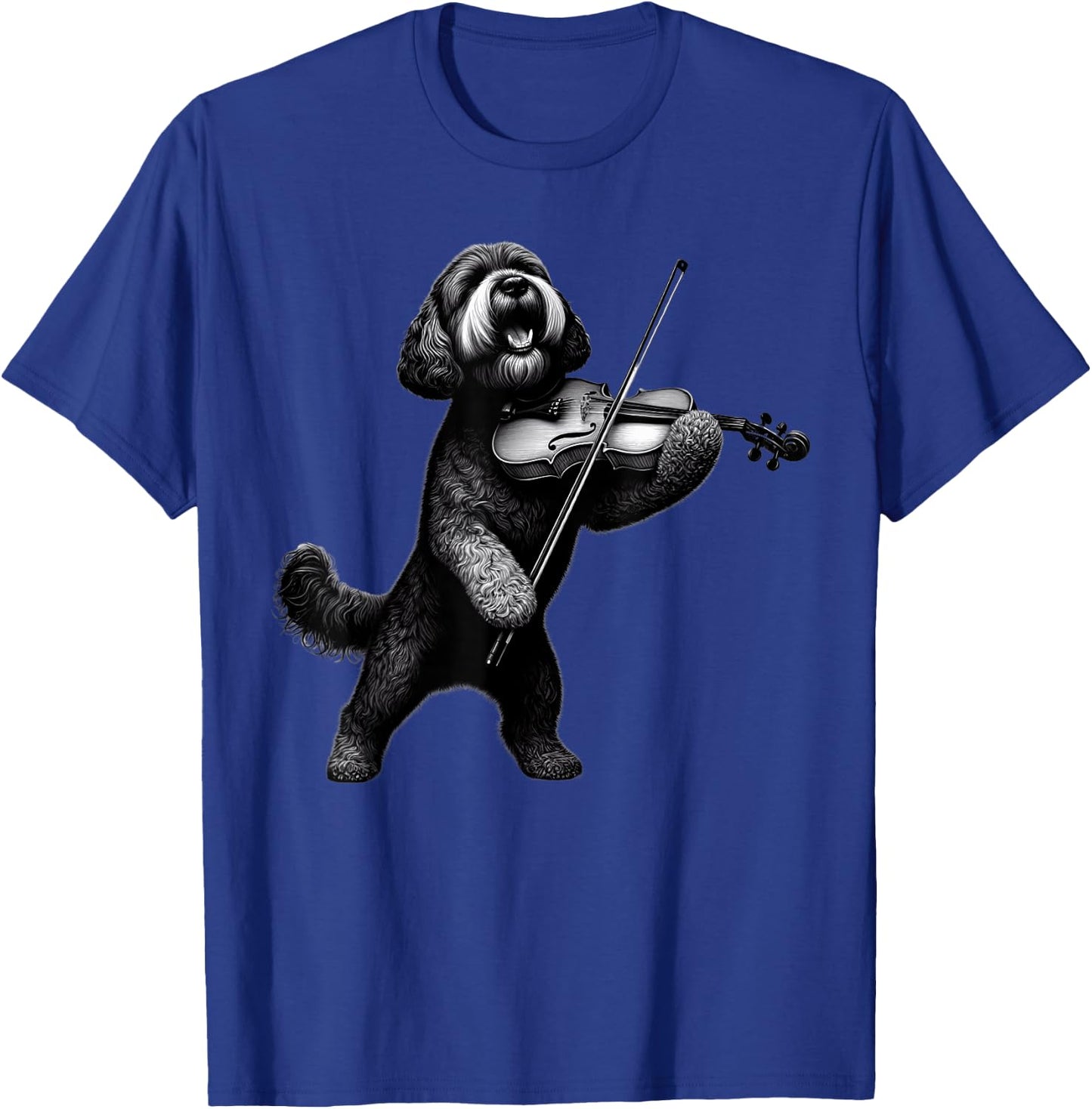 Funny Dog Playing Violin Violinist Orchestra Musician T-Shirt - T-Shirt | Royal