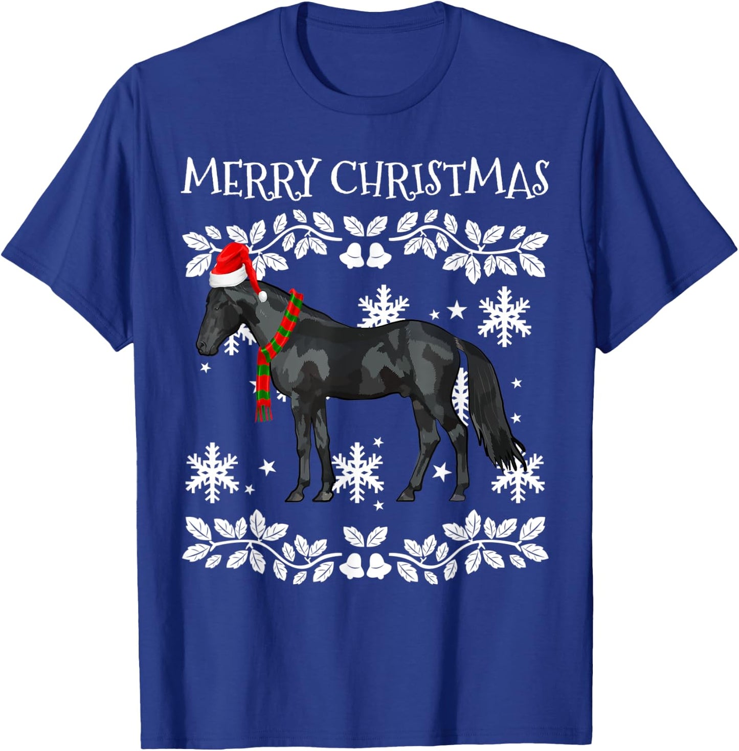 Merry Christmas Ornament Black Horse Ugly Xmas T-Shirt - T-Shirt | Royal