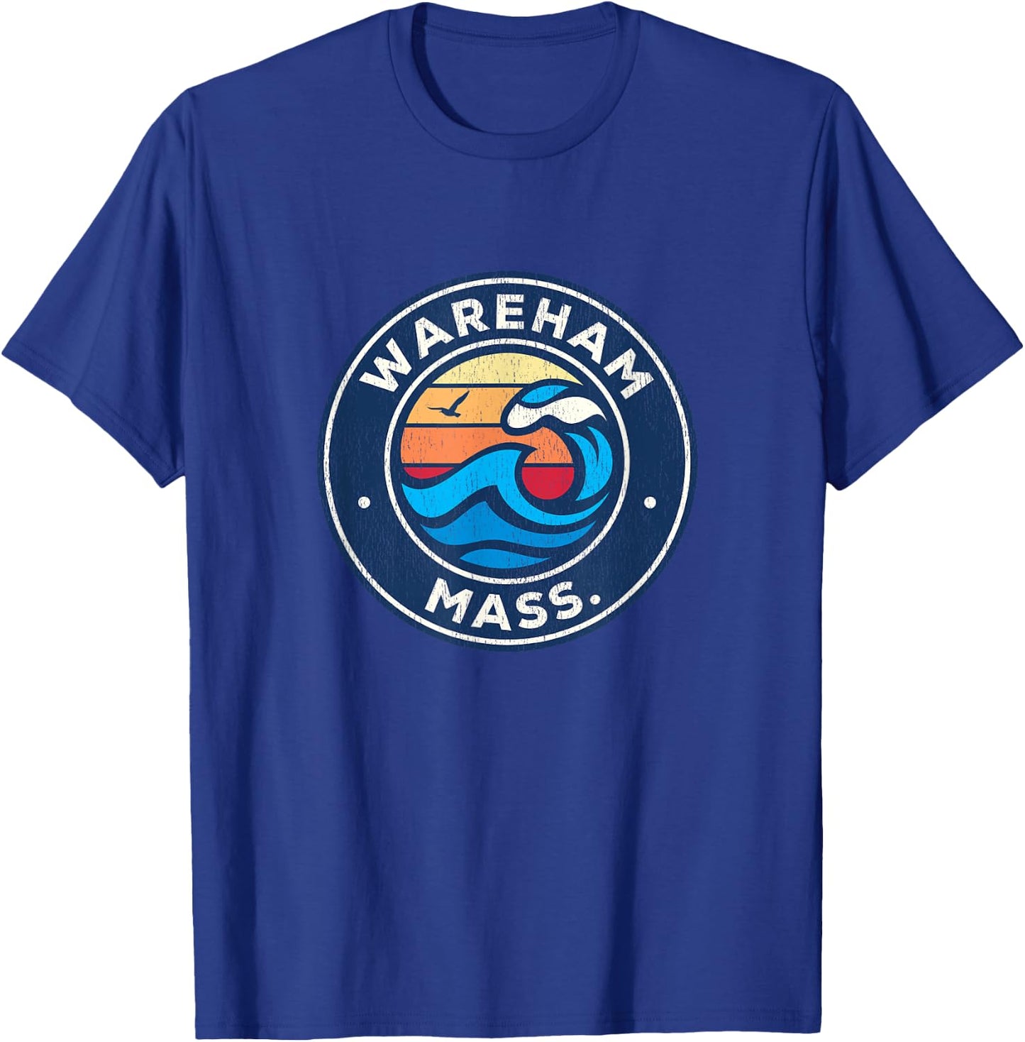 Wareham Massachusetts MA Vintage Nautical Waves Design T-Shirt - T-Shirt | Royal
