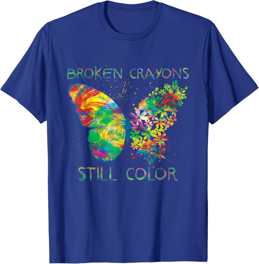 Broken Crayons Still Colors Mental Health Awareness T-Shirt - T-Shirt | Royal
